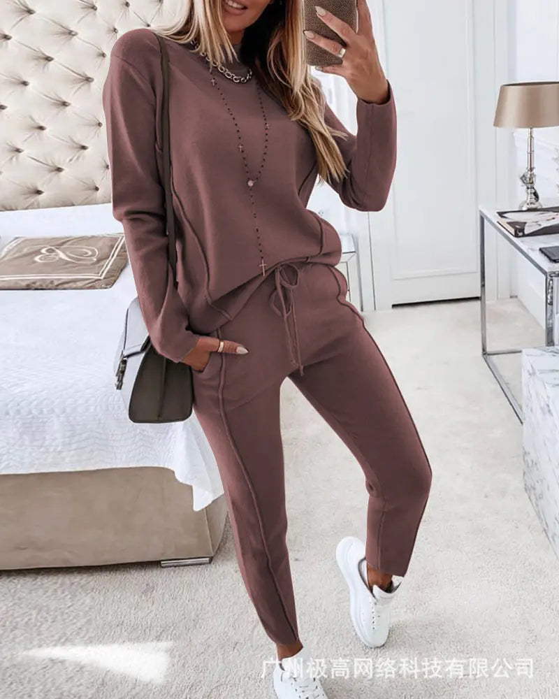 Conjunto Casual Feminino - Hoodie e Calças Manga Longa