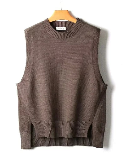 Colete Masculino de Malha de Cor Sólida para o Outono