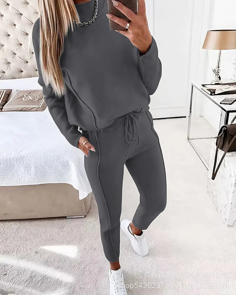 Conjunto Casual Feminino - Hoodie e Calças Manga Longa
