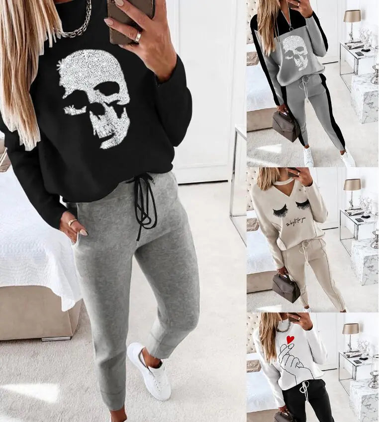 Conjunto Casual Feminino - Hoodie e Calças Manga Longa